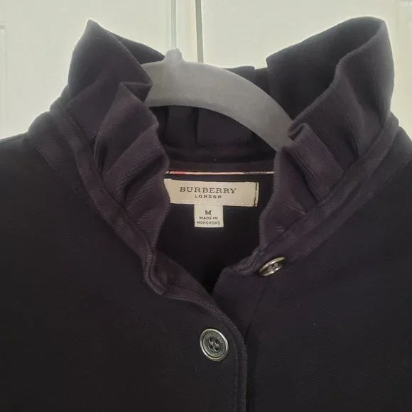 Burberry ruffle collar polo - Black knit five button - Size M - Picture 5 of 13